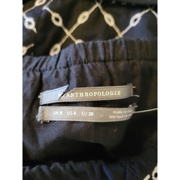 New Anthropologie Marisol Off the Shoulder Embroidered Midi Dress $230 B&W Sz 4 - Picture 8 of 8
